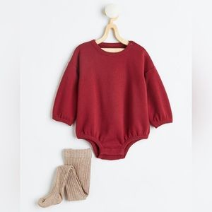 H&M Baby Girl Matching Xmas Onesie + Tights (3-6m)